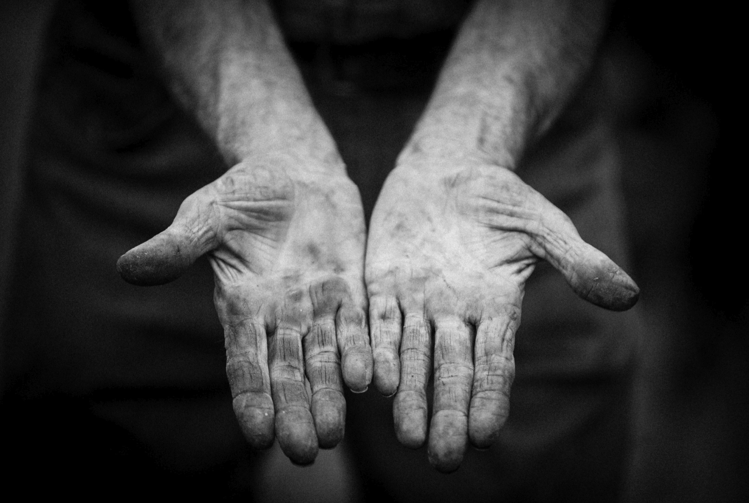 Fotografia di reportage nel mondo del lavoro nei territori del Barbera d'Asti (Piemonte). Le mani rivelano di quanto duro lavoro necessiti un buon vino.